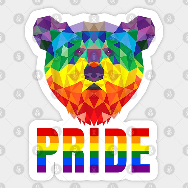 Faceted Rainbow Pride Bear Sticker by Luxinda